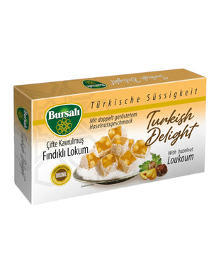 BURSALI CIFTE KAVRULMUS FINDIKLI LOKUM TURKISH DELIGHT 12*275 G.