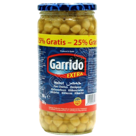 GARRIDO COOKED CHICK PEAS 25% FREE 12*720 ML. GL.