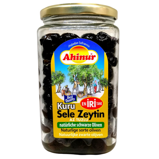 AHINUR KURU SELE IRI BOY ZEYTIN SORTE OLIVEN 12*850 ML. GL.
