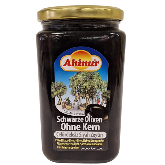AHINUR SIYAH ZEYTIN CEKIRDEKIZ SORTE OLIVEN UDEN STEN 12*850 ML.
