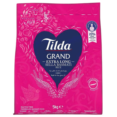 TILDA GRAND EXTRA LONG SELLA BASMATI RICE 5 KG.