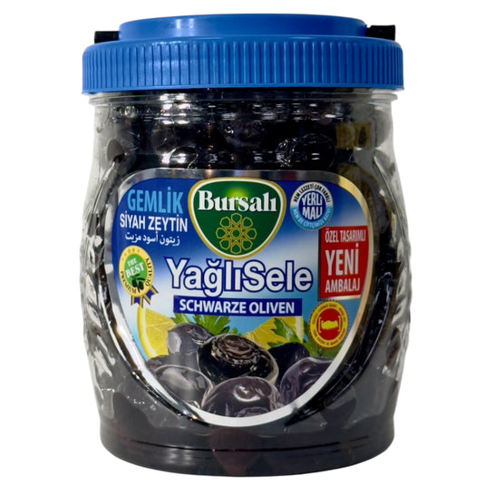 BURSALI YAGLI SELE SIYAH ZEYTIN SORTE OLIVEN 6*700 G. PET