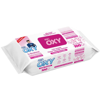 MR. OXY TEMIZLIK HAVLUSU RENGØRINGSSERVIET KIRAZ CICEKLERI 12*100 ER HVID/ROSA