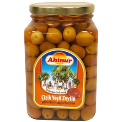 AHINUR CIZIK YESIL ZEYTIN GREEN OLIVE 6*1600 G. GL.