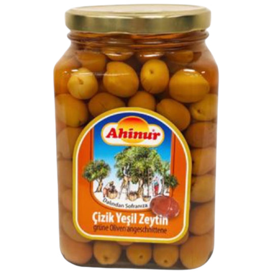 AHINUR CIZIK YESIL ZEYTIN GREEN OLIVE 6*1600 G. GL.