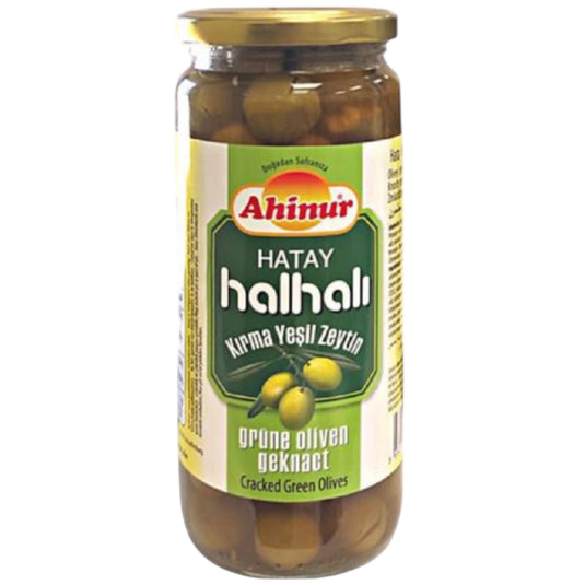AHINUR HATAY HALHALI ZEYTIN ZERKLEINERTE GRÜNE OLIVEN 12*500 G.