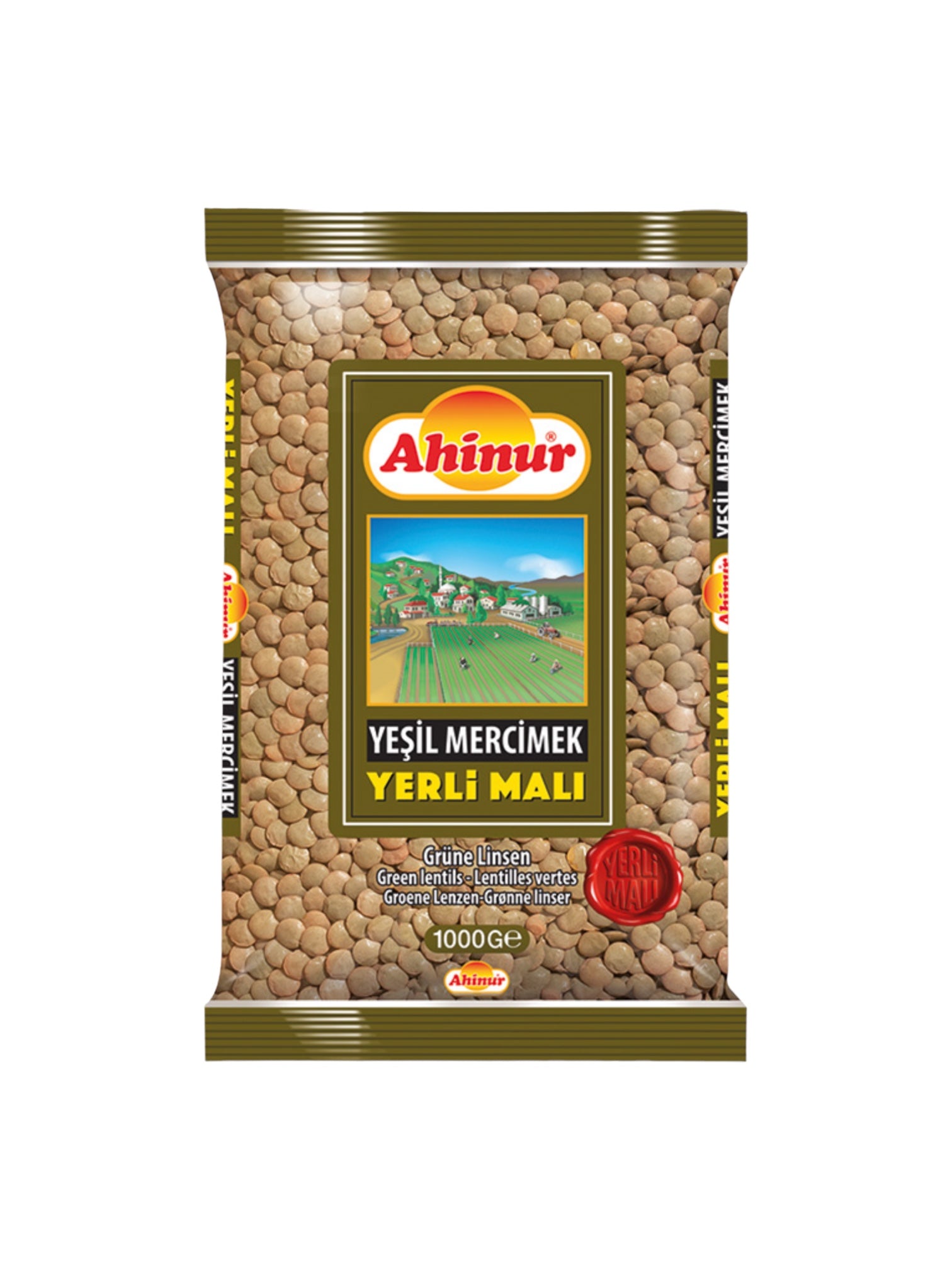 AHINUR YESIL MERCIMEK GRØNNE LINSER 12*1 KG.