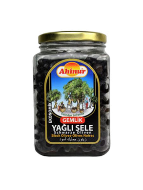 AHINUR YAGLI SELE GEMLIK ZEYTIN BLACK OLIVE 6*1600 G. GL.